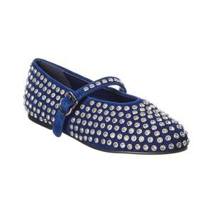 Tiffany & Fred Paris Bedazzled Suede Flat, Navy